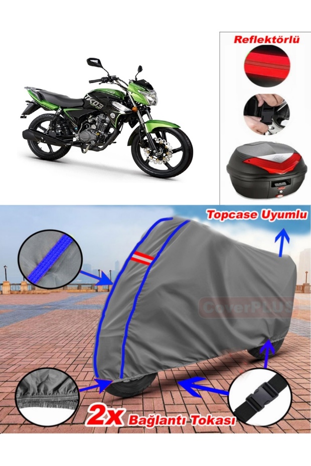 Blue Stitched Gray Kuba Tk 03 Tarpaulin Topcase Rear Bag Compatible Motor Tarpaulin