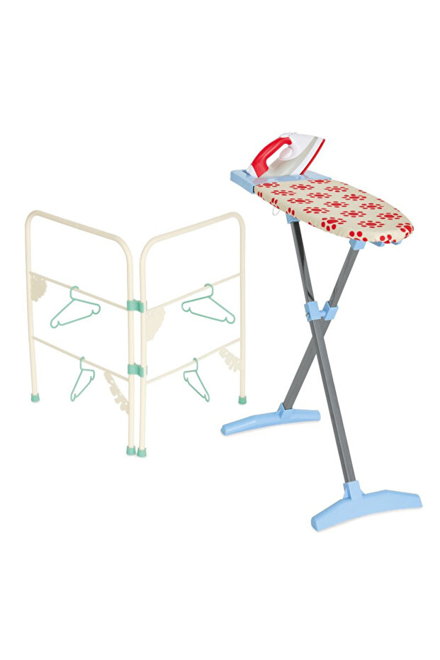 - Ironing Set Toy: Iron, board, airer, and hangers, 3+.