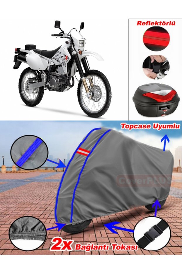 Blue Stitched Gray Suzuki Drz400 S Tarpaulin Topcase Rear Bag Compatible Motor Tarpaulin