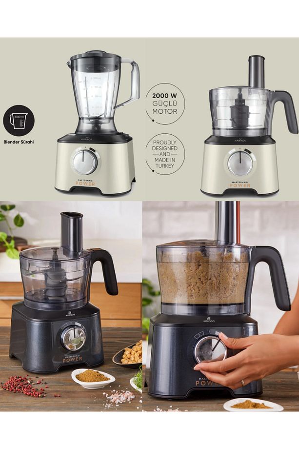 Rendeleme, Dilimleme, Yoğurma ve Çırpma 10 Ürün 1 Arada Mutfak Robotu, Blender Seti 2000w - 1