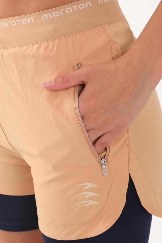 Regular Kadın Koyu Bej Şort - 6