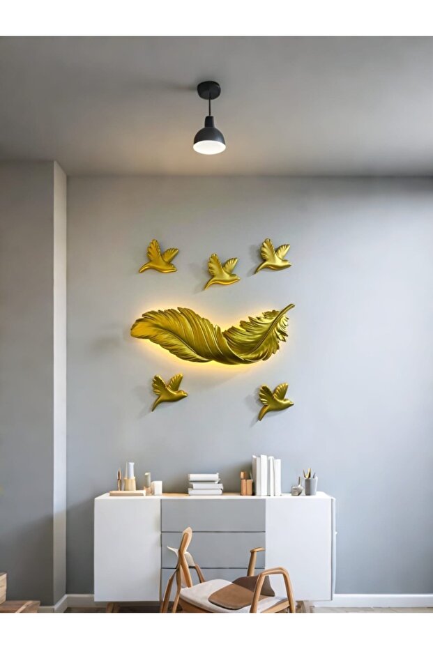 Kuşlu Gold Tüy Aplik - 2