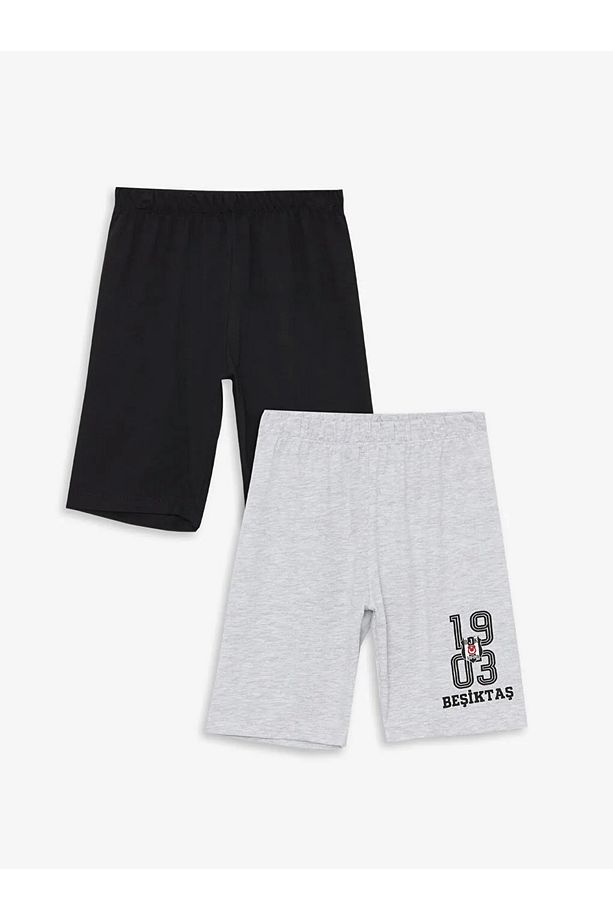 LCW Kids Beli Lastikli 1903 Beşiktaş Baskılı Erkek Çocuk Pijama Şort 2'li - 1