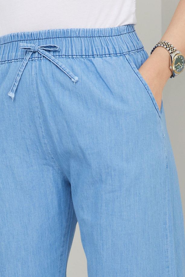 Beli Lastikli Kot Pantolon Açık Mavi HM2726 - 3