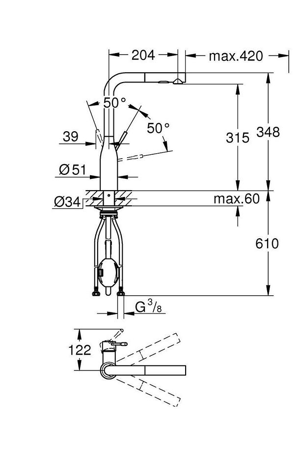 Essenc Tek Kumandalı Eviye Bataryası - 30504GN0 - 2