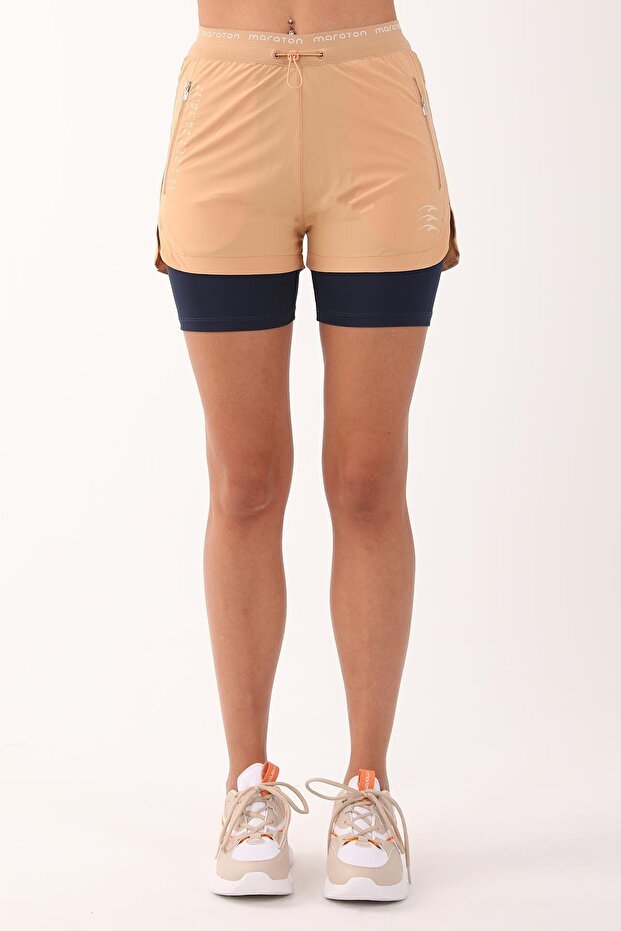 Regular Kadın Koyu Bej Şort - 1