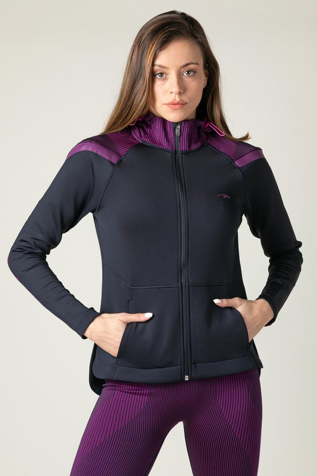 Slimfit Women's Hooded Navy Blue Tracktop