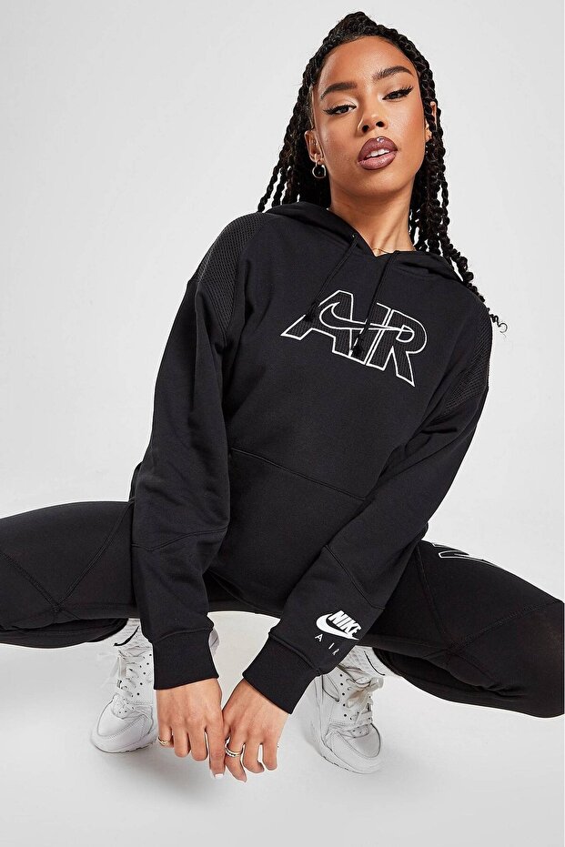 Air Oversize kapucnis női oversize laza szabású pulóver fekete - 1