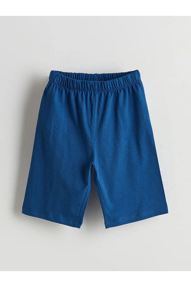 LCW ECO Mavi Bisiklet Yaka Erkek Çocuk Şortlu Pijama Takımı - 4
