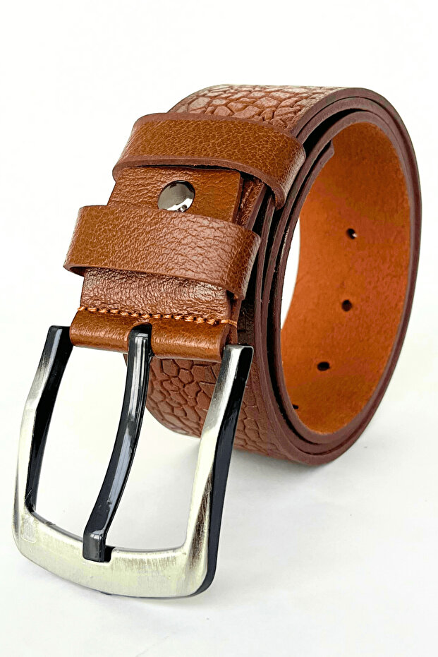 Genuine Leather Men's Belt 4.5 cm Tan Jeans Sports Belt