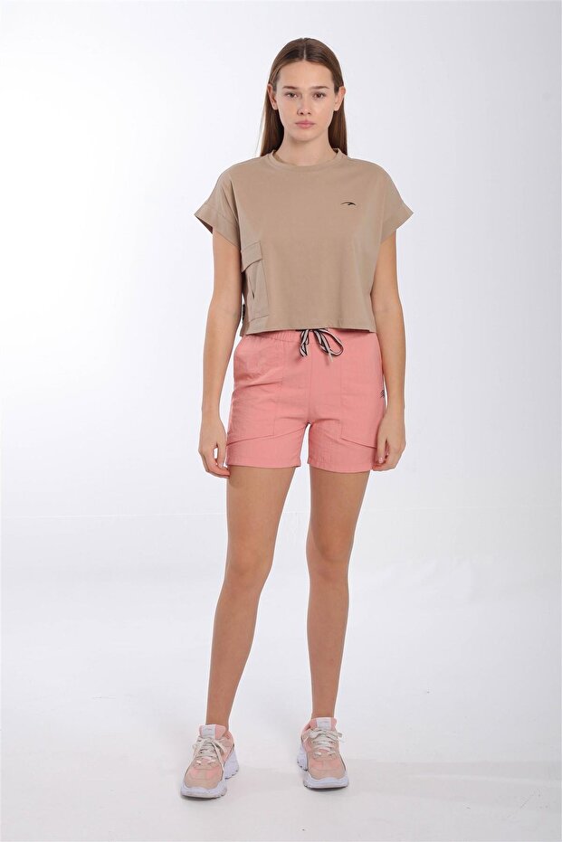Comfort Women's Crew Neck Light Mink Crop Top