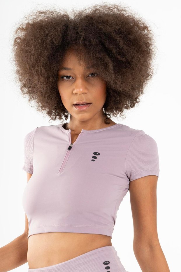 Slimfit Women's Crew Neck Lilac Crop Top