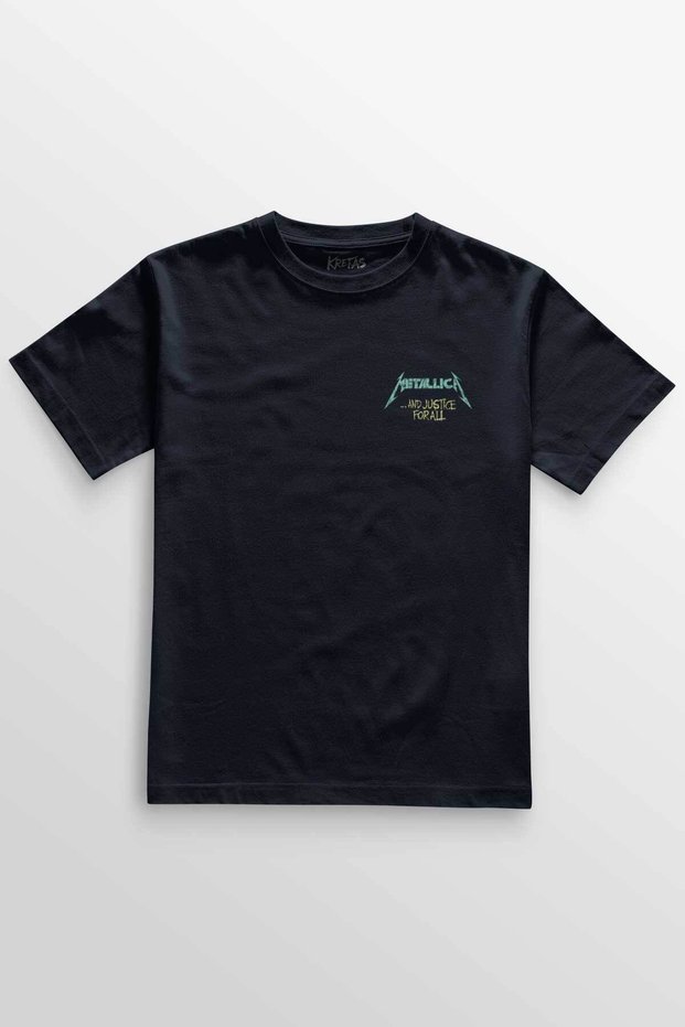 Unisex Navy Blue T-Shirt Metallica and Justice for All Rock Metal Music Minimal Front Printed T-Shirt