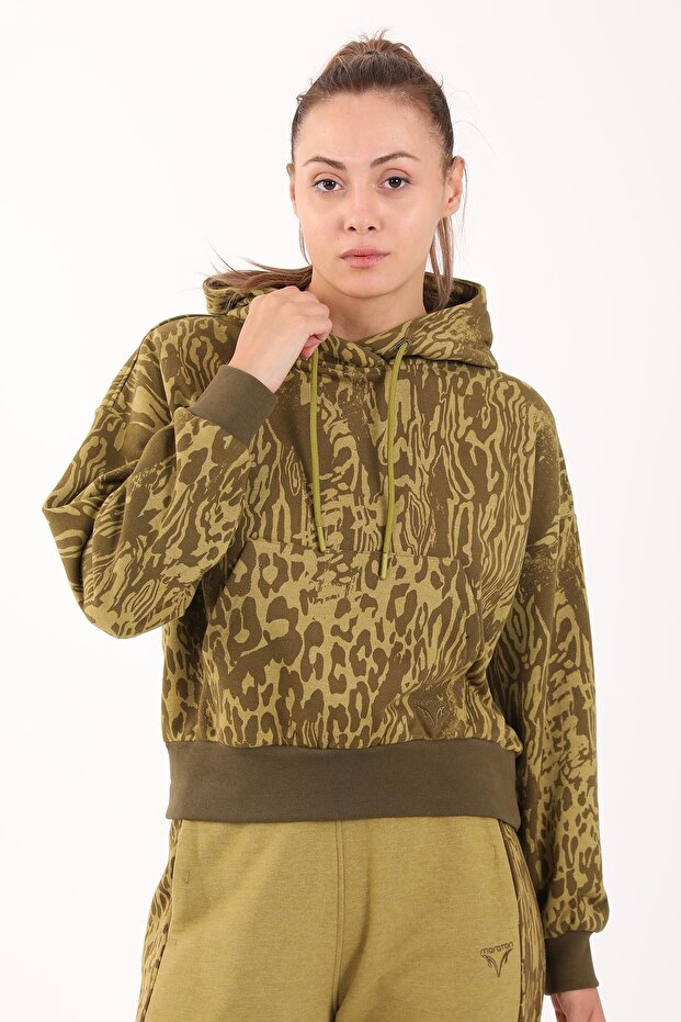 Oversized Women's Hooded Green Sweatshirt