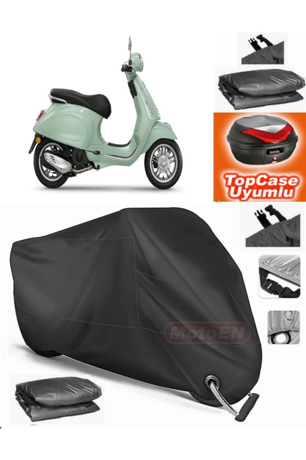 Black Lock Compatible Vespa Primavera 125 Tarpaulin Topcase Rear Bag Compatible Motor Tarpaulin