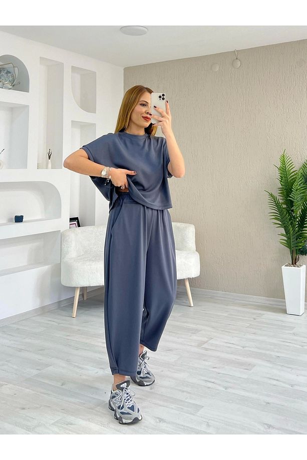 Modal Kumaş Şalvar Takım Antrasit - 4