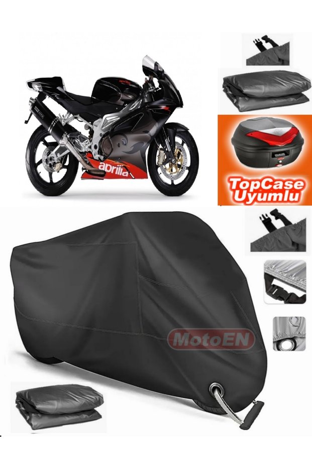 Black Lock Compatible Aprilia Rsv Mille Tarpaulin Topcase Rear Bag Compatible Motor Tarpaulin