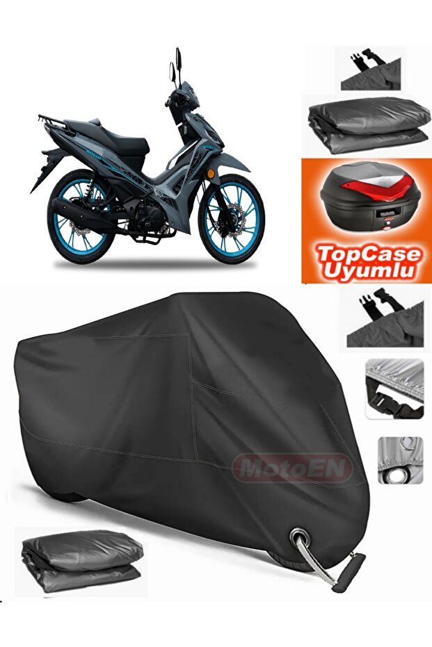 Black Lock Compatible Yuki Solid 125 Tarpaulin Topcase Rear Bag Compatible Motor Tarpaulin