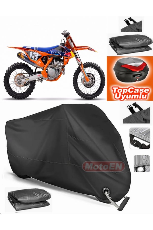 Black Lock Compatible Ktm 250 Sxf Tarpaulin Topcase Rear Bag Compatible Motor Tarpaulin