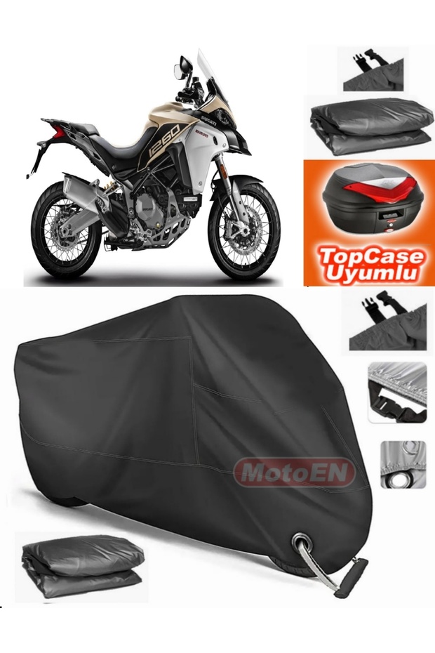 Black Lock Compatible Ducati Multistrada 1200 Enduro Tarpaulin Topcase Rear Bag Compatible Motor Tarpaulin