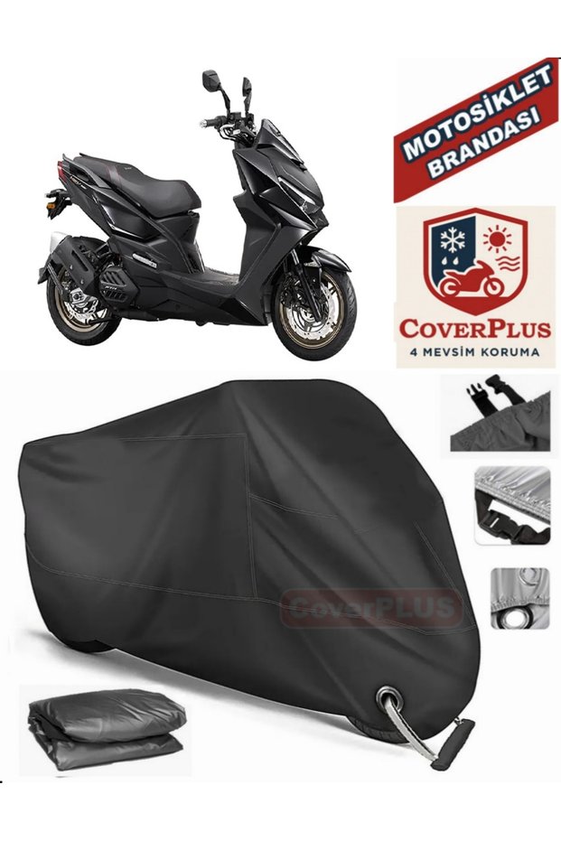 Black Lock Compatible Kymco Krv 200 Motor Tarpaulin Motorcycle Tarpaulin Cover Tent