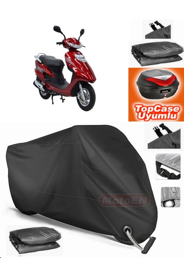 Black Lock Compatible Mondial 125 Rt Tarpaulin Topcase Rear Bag Compatible Motor Tarpaulin