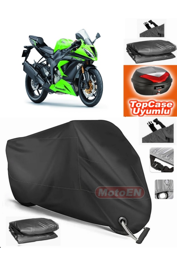 Black Lock Compatible Kawasaki Ninja Zx-6R Tarpaulin Topcase Rear Bag Compatible Motor Tarpaulin
