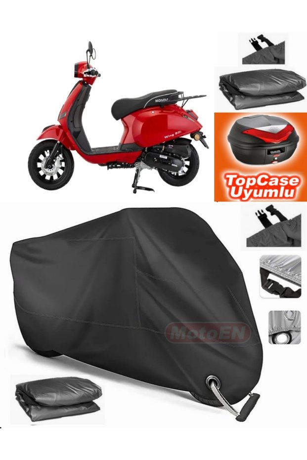 Black Lock Compatible Mondial 50 Wing Tarpaulin Topcase Rear Bag Compatible Motor Tarpaulin