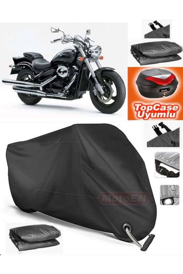 Black Lock Compatible Suzuki Vz 800 Intruder M800 Tarpaulin Topcase Rear Bag Compatible Motor Tarpaulin