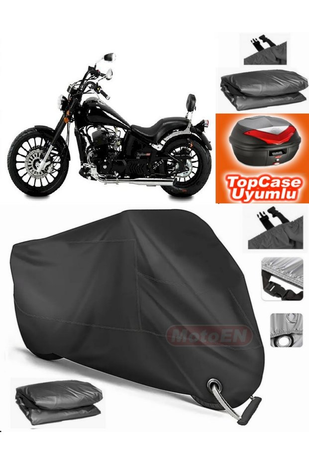 Black Lock Compatible Regal Raptor Daytona 125 Tarpaulin Topcase Rear Bag Compatible Motor Tarpaulin