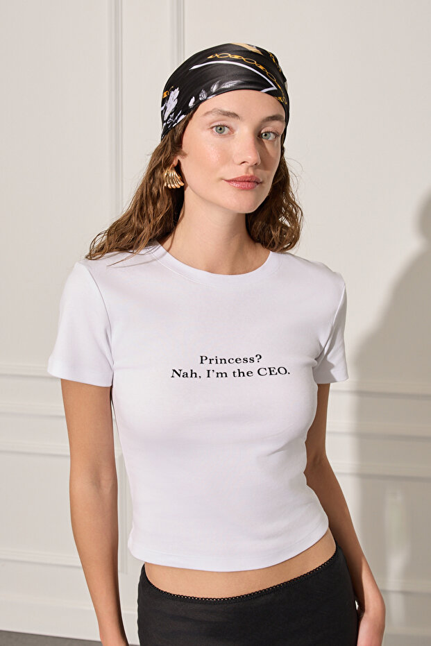 Baskılı Crop Tshirt - 3