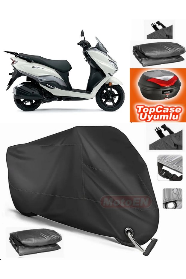 Black Lock Compatible Suzuki Burgman Street 125Ex Tarpaulin Topcase Rear Bag Compatible Motor Tarpaulin