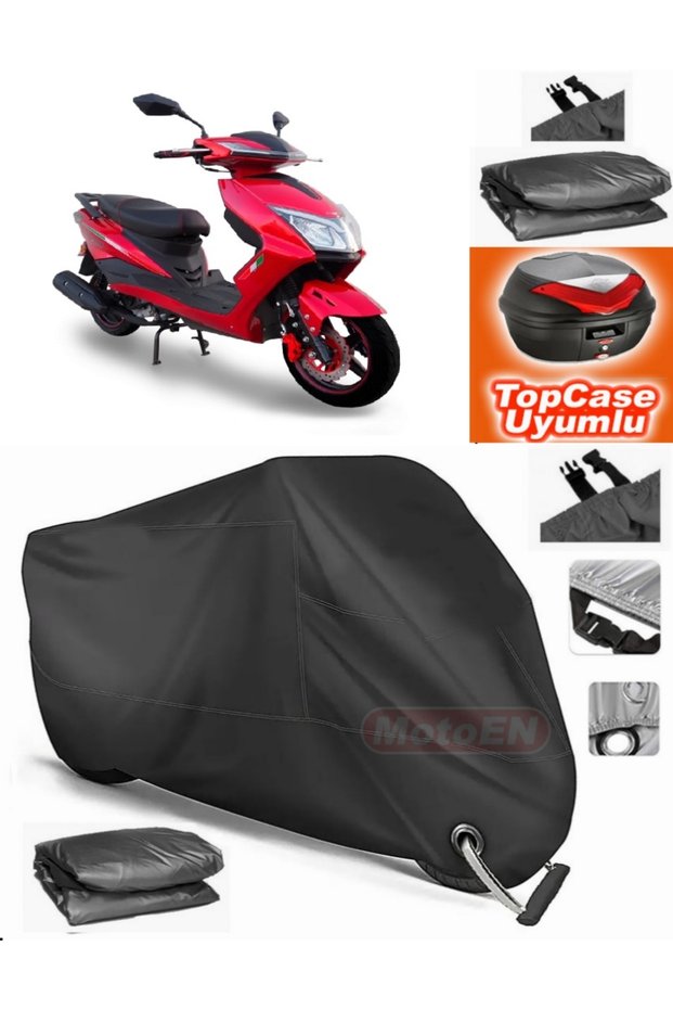 Black Lock Compatible Motolux Nirvana Pro Tarpaulin Topcase Rear Bag Compatible Motor Tarpaulin