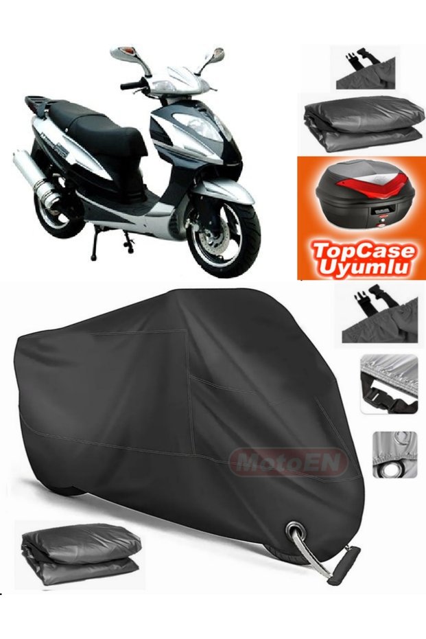Black Lock Compatible Mondial 150 Hs Tarpaulin Topcase Rear Bag Compatible Motor Tarpaulin