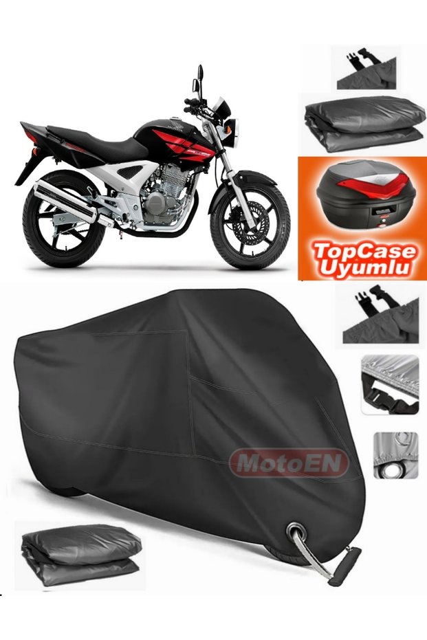 Black Lock Compatible Honda Cbx 250 Twister Tarpaulin Topcase Rear Bag Compatible Motor Tarpaulin
