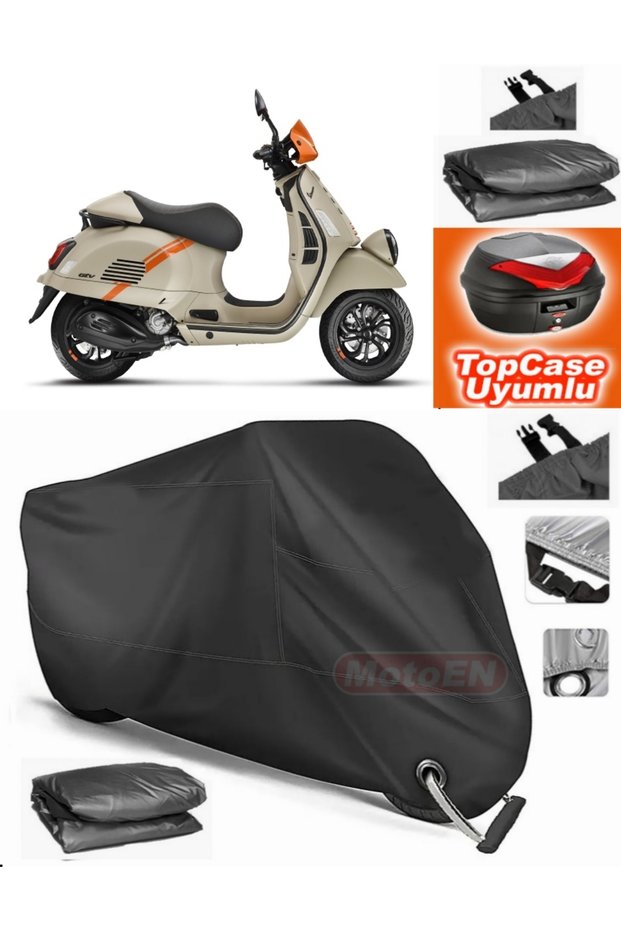Black Lock Compatible Vespa Gtv 300 Ie Tarpaulin Topcase Rear Bag Compatible Motor Tarpaulin