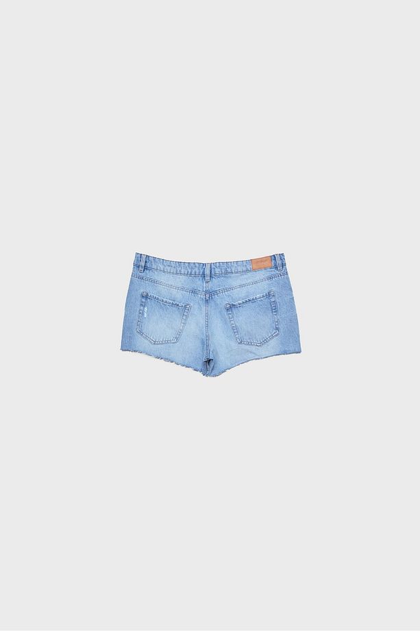 Mini denim şort - 7