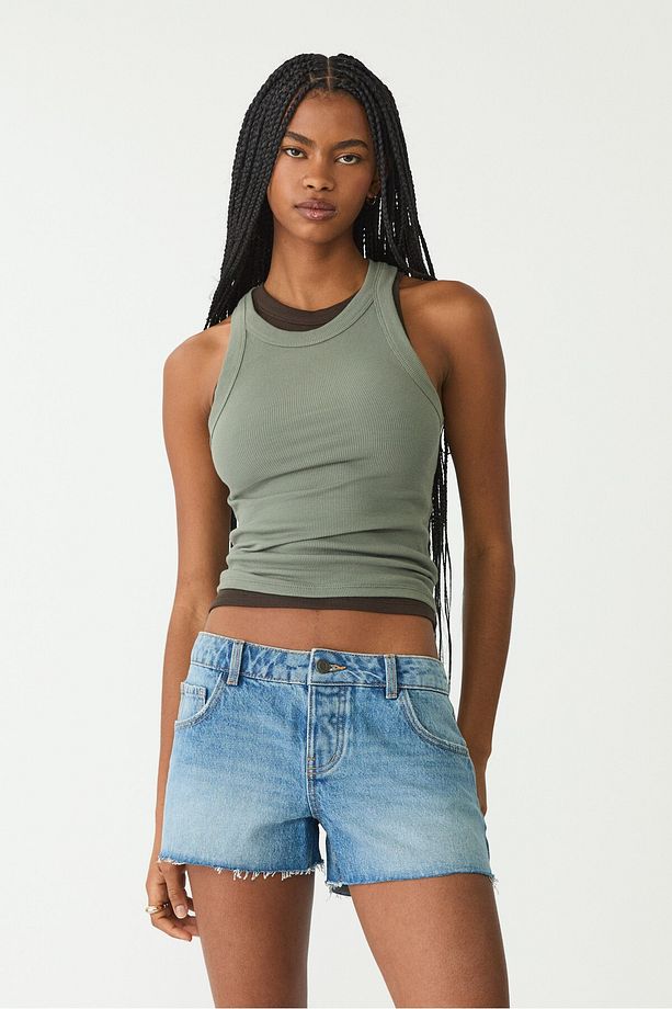 Mini denim şort - 3