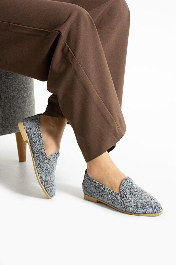 Embroidered Plain Lace Women's Ballerinas