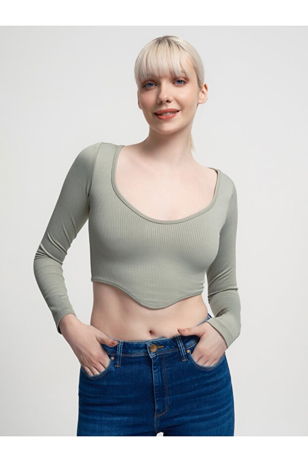 Crop Kadın Tshirt U.kol - 1