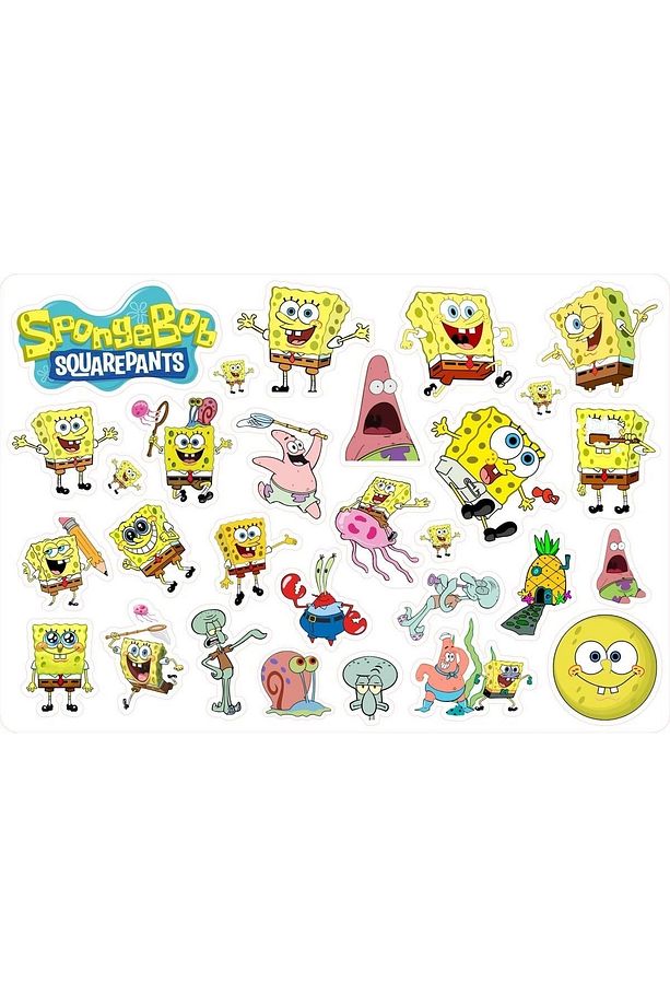 Sponge Bob Sünger Bob Sticker Etiket 2 Sayfa 36 Adet Etiket - 2