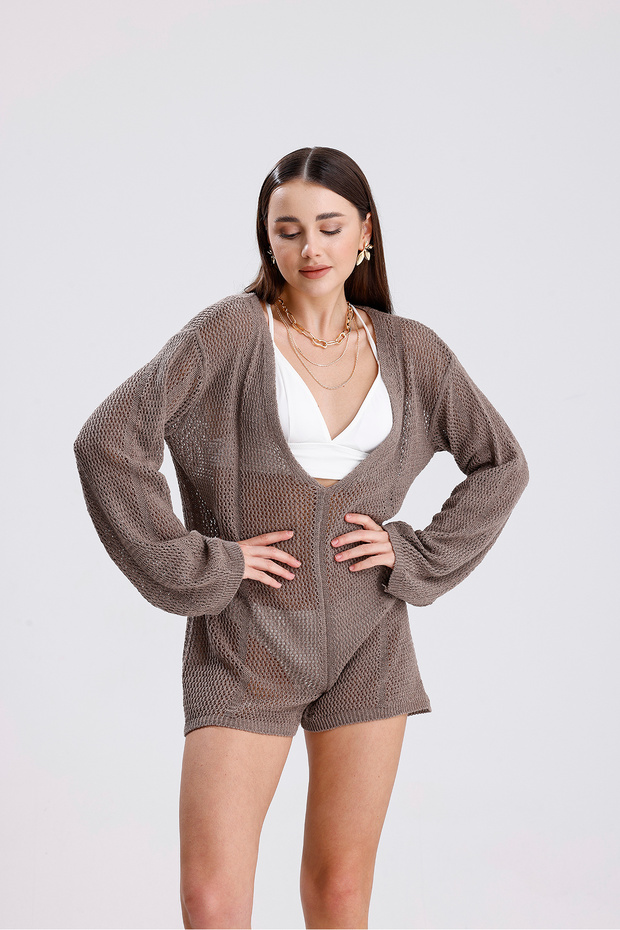 Women's Knitwear Knitted Jumpsuit Openwork Pattern Detailed Beach Dress