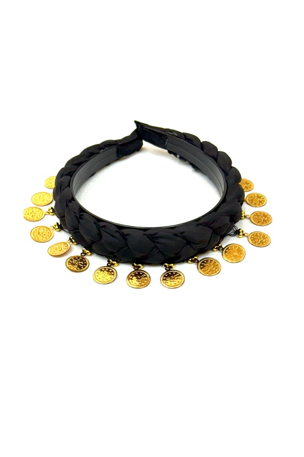 KARADENİZ YÖRESEL PULLU ÖRME SİYAH BANDANA - 2