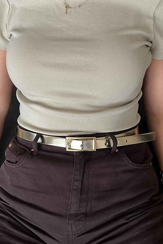 Marena Gold Buckle Shiny Women's Belt
