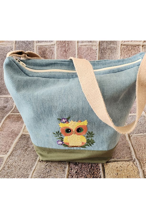 Nakış Detaylı, Kot Çanta %100 Handmade - 7
