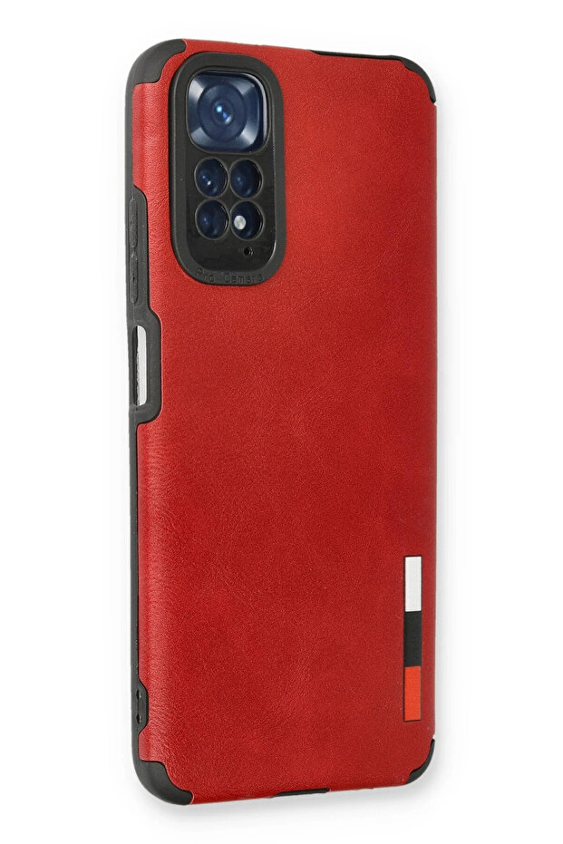 حافظة هاتف Xiaomi Redmi Note 11 مصنوعة من السيليكون والجلد - أحمر DRSTR - 2