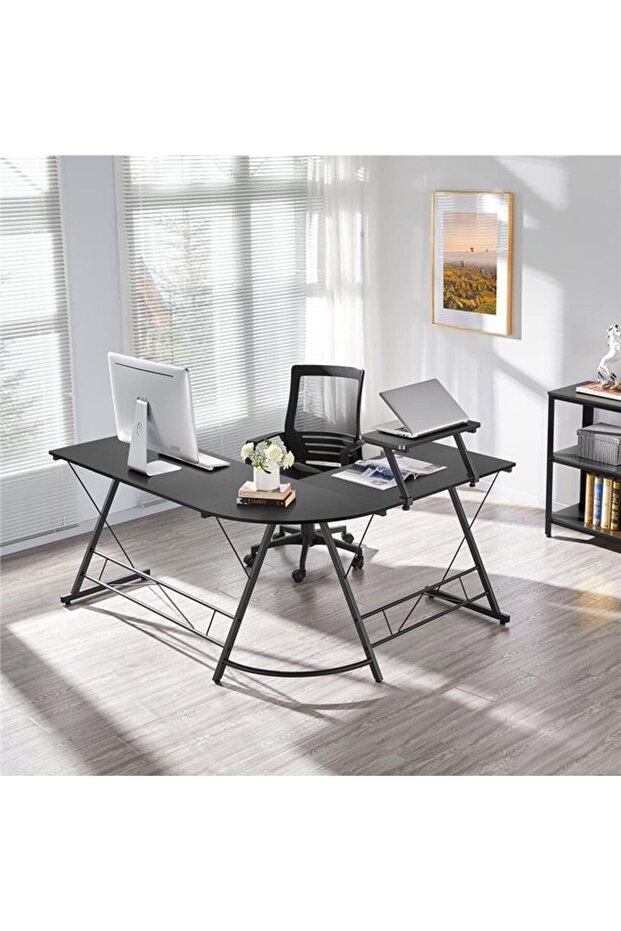 طاولة قيمنج على شكل حرف L من فيرست – اسود - 2