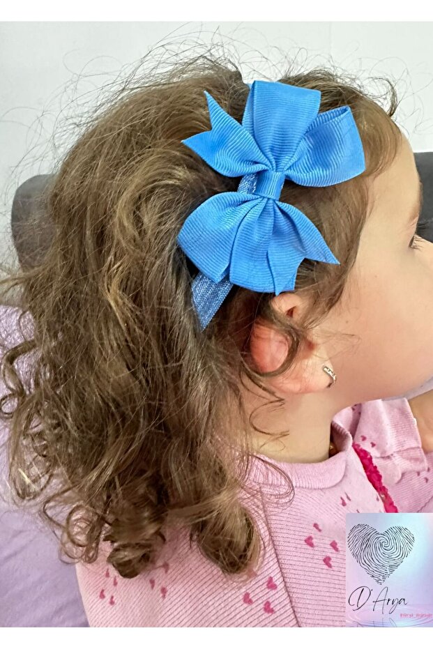 D’Arya Vivid Blue Big Bow Hairband for Babies and Girls – Kawaii Korean Style Dd194