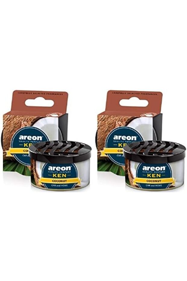 Ken Car Air Freshener Coconut Tin Top Up Adjustable Vented Lid Multi Pack of 2