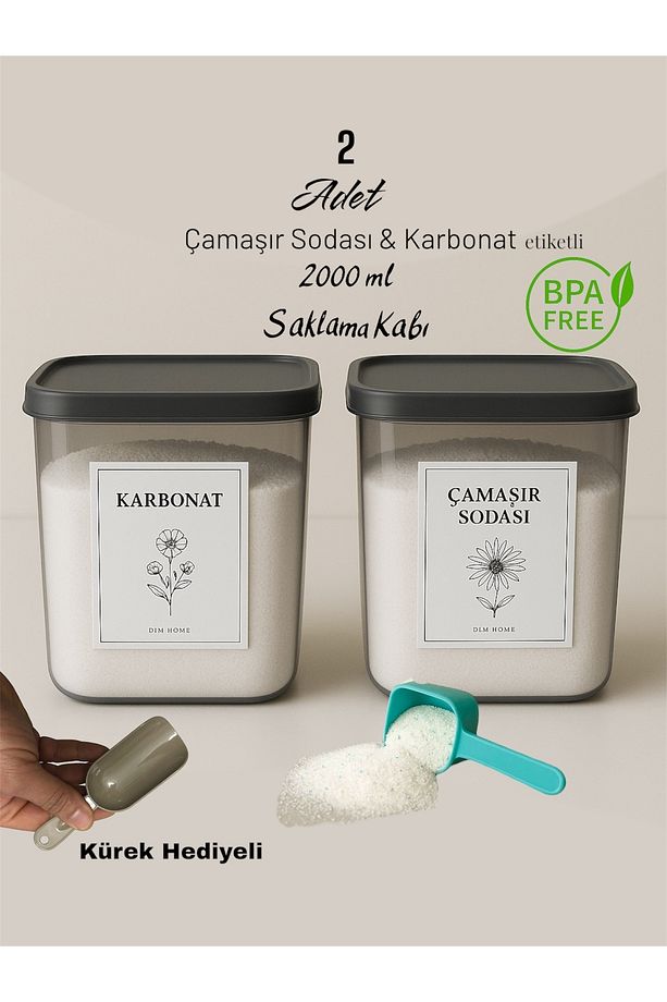 2' Li Antrasit Deterjan Kutusu Saklama Kabı 2000 ml Karbonat Ve Çamaşır Sodası Kutusu - 1